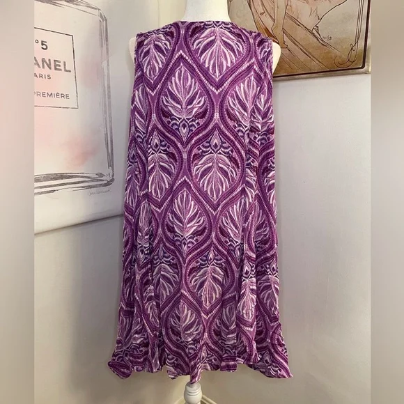 Denim 24/7 Sleeveless Sundress Plus Size 22/24 1X Purple & White - Picture 7 of 13